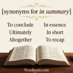 synonyms for in summary