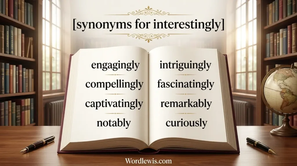synonyms for interestingly