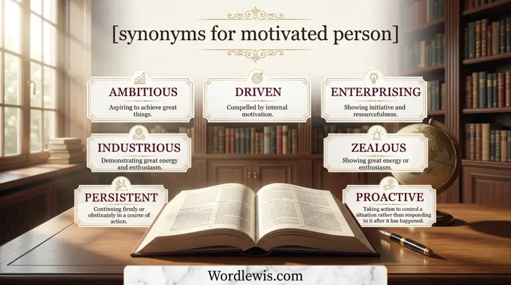 synonyms for motivated person